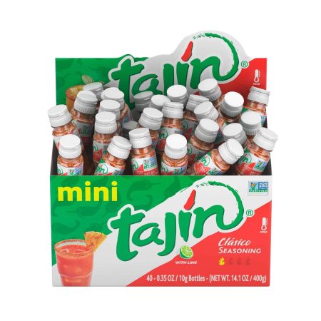 Tajín Clásico Chile Lime Seasoning Mini Display 0.35 oz. 40 Mini Bottles Pack