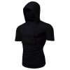 Cross-border summer personality stretch fitness men's ninja suit hooded short-sleeved T-shirt face mask