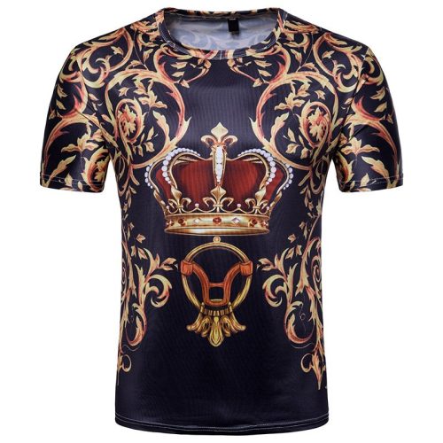 Foreign trade men's 3DT shirt, palace style crown print, short sleeve T-shirt keep T405