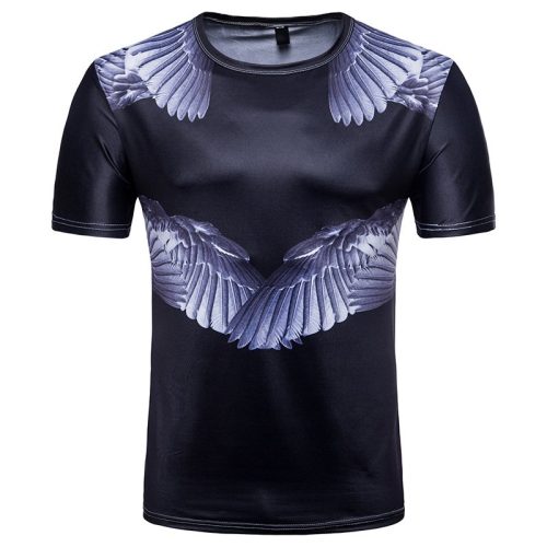 Foreign trade men's 3DT shirt, peace dove print, wings print T-shirt, short sleeve T409