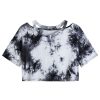 Ink printing gradient mercerized cotton V-neck short T-shirt