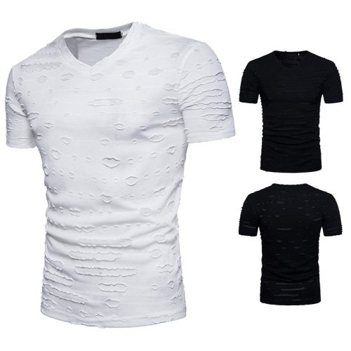 New men's plus size open smile hole short sleeve T-shirt Q06